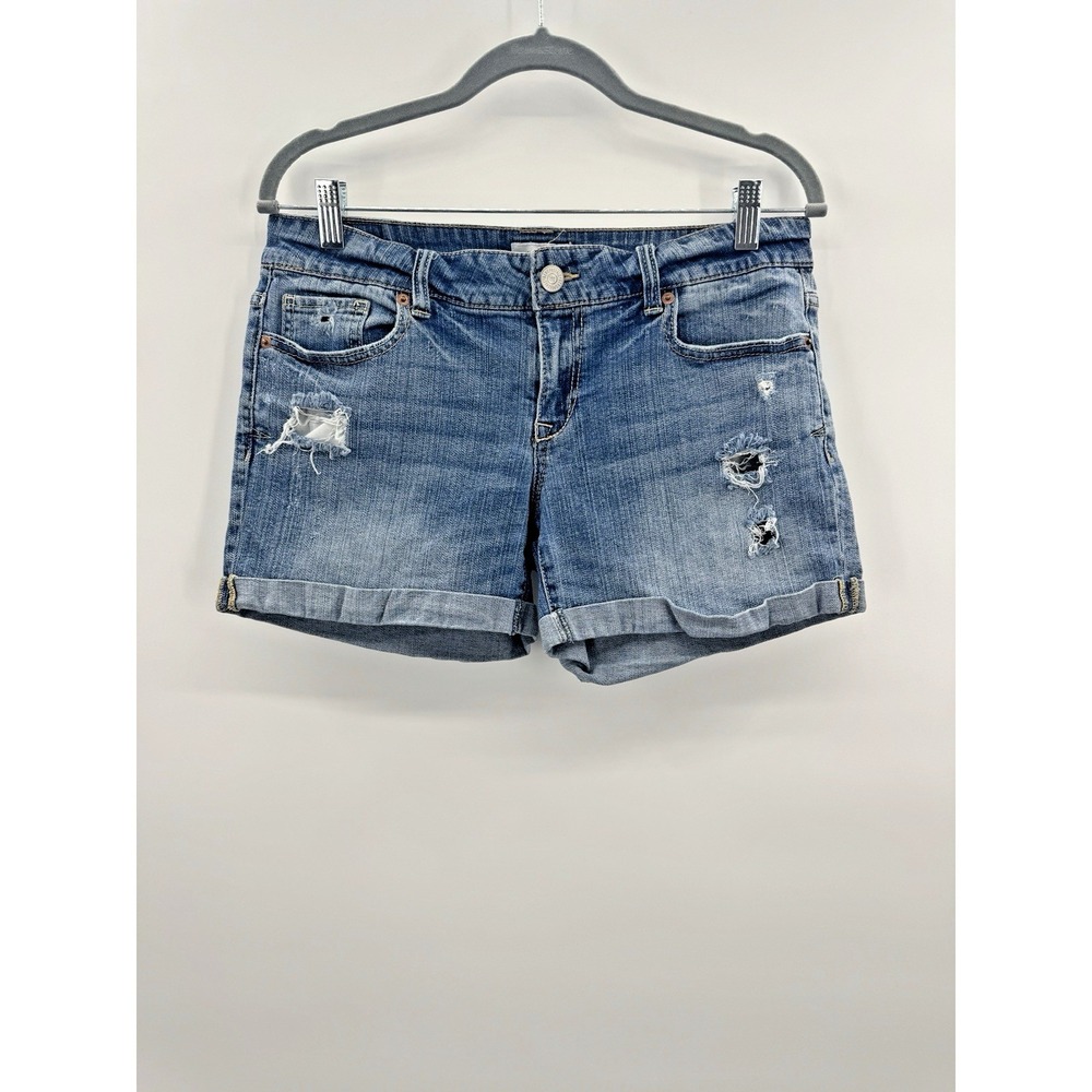 Retro Y2K Aeropostale Jean Shorts 9 / 10 Low Rise Medium Wash Cuffed Distressed